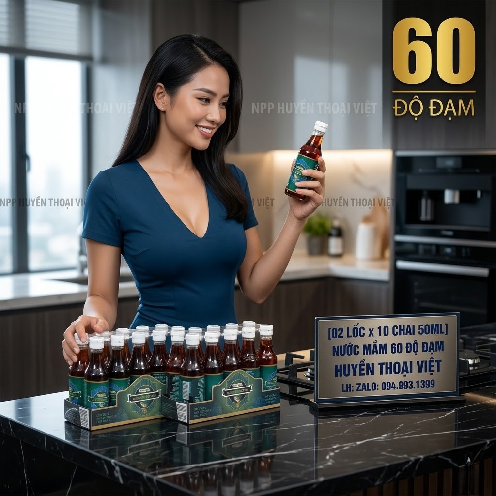 [COMBO-2LỐC] Nước mắm Hạnh Phúc 60 độ đạm chai 50ml( LỐC 10 CHAI)