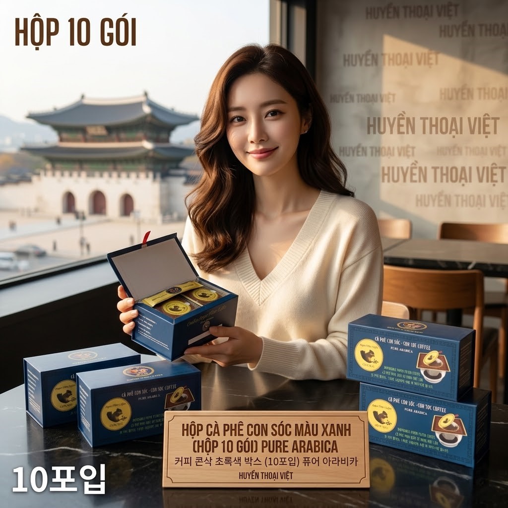 Cà phê Con Sóc phin lọc ĐƠN XANH Pure Arabica 100% nguyên chất