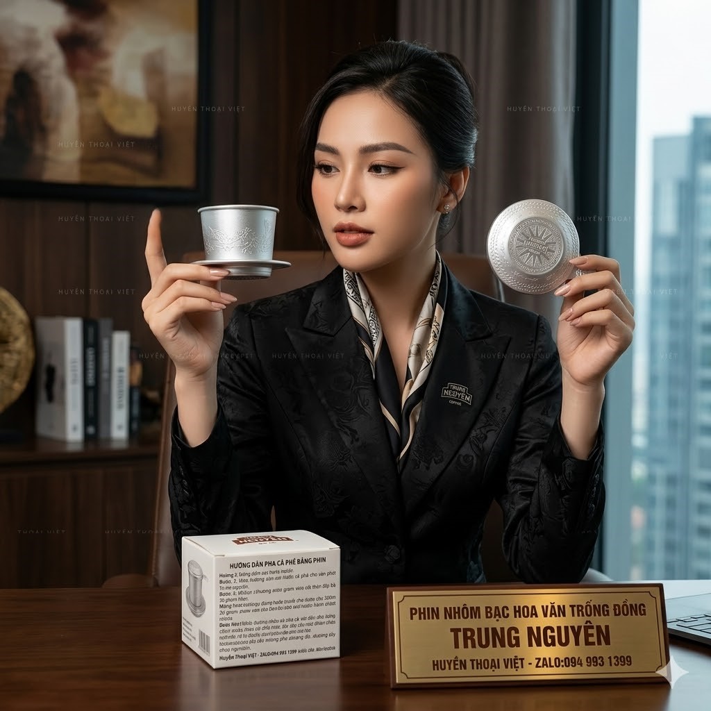 Phin cà phê nhôm HOA VĂN TRỐNG ĐỒNG Trung Nguyên: Đẳng cấp văn hóa Việt 🇻🇳